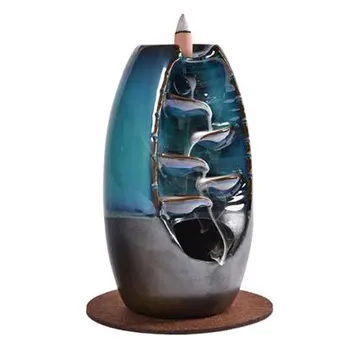 

Handmade Ceramic Aromatherapy Furnace Air Incense Decorations Retro Home Office Reflux Incense Burner Blue