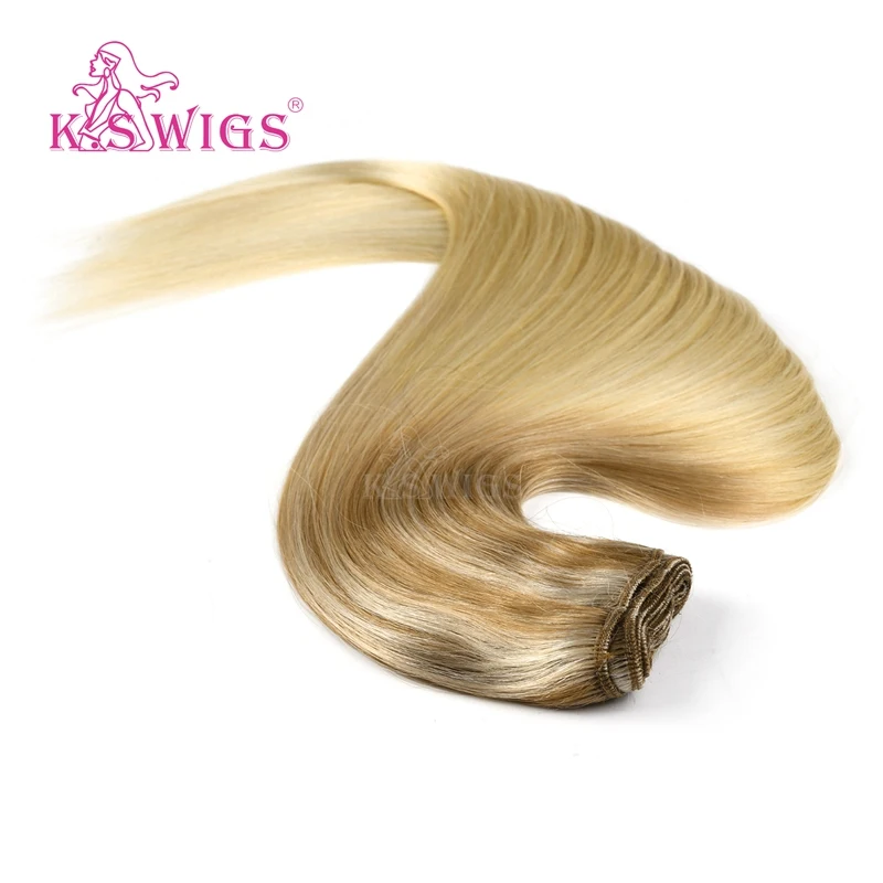 K.S парики 22 ''двойные нарисованные пряди волос на сетке 100% Remy человеческие