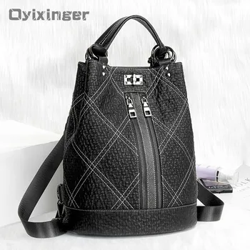 

Fashion Genuine Leather Black Backpack Women Soft Leather Backpacks Anti Theft Back Pack Luxury Mochila Mujer Backbag Rucksack