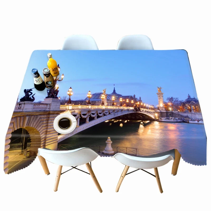 3D Модная легкая пылеотталкивающая скатерть с рисунком моста, Плотная хлопковая прямоугольная/круглая скатерть для свадебного пикника Вечерние - Цвет: Style A