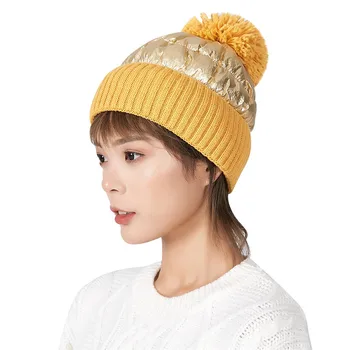

New Winter Hats For Women Thick Bling Knitted Beanies Hat Girls Autumn Female Hairball Pink White Caps Warmer Bonnet Casual Cap