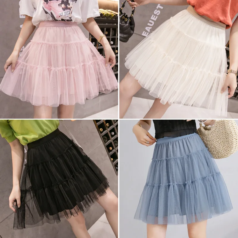 

Photo Shoot Gauze Skirt Spring And Summer 2019 New Style High-waisted A- line Skirt Short Skirt Full Skirt Gauze Pleated Skirt W