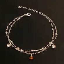 Европейский и американский женский весенний стиль с кристаллами Двухслойный дизайн ножной браслет напрямую от производителя Великолепные дешевые поперечные границы