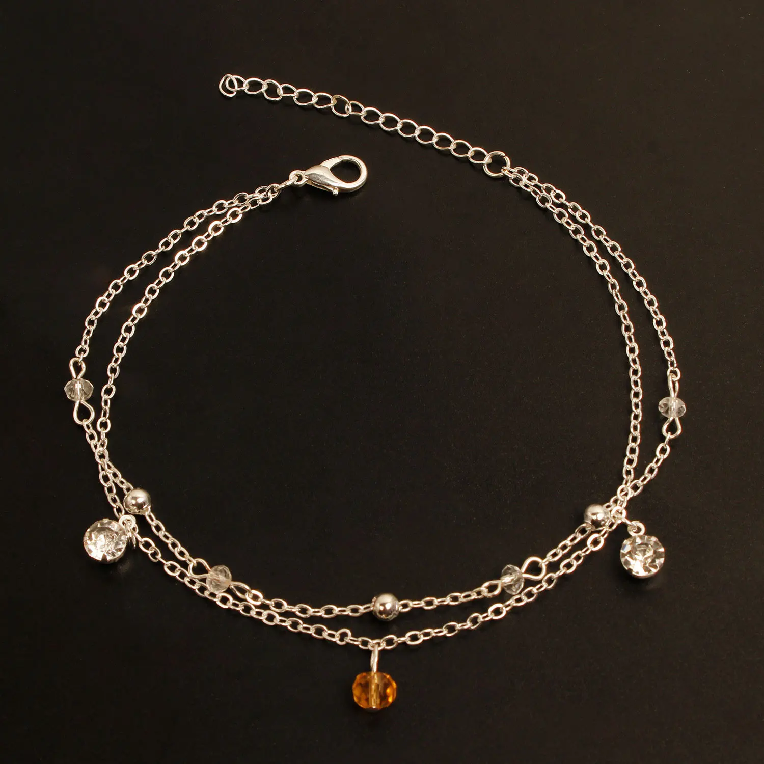 

European And American-Style WOMEN'S Spring New Style Crystal Double Layer Anklet Atmospheric Cheap Boutique K150