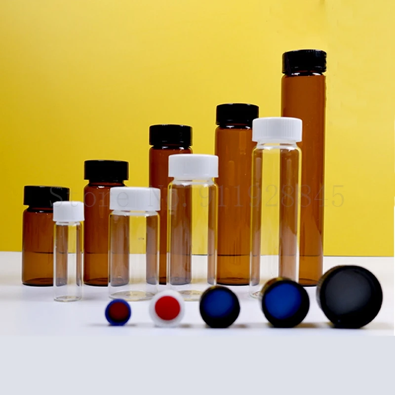 Lab Reagent Bottle 10pcs/20pcs 20ml to 60ml lab glass screw headspace injection bottle clear/brown sample vials for school experiment