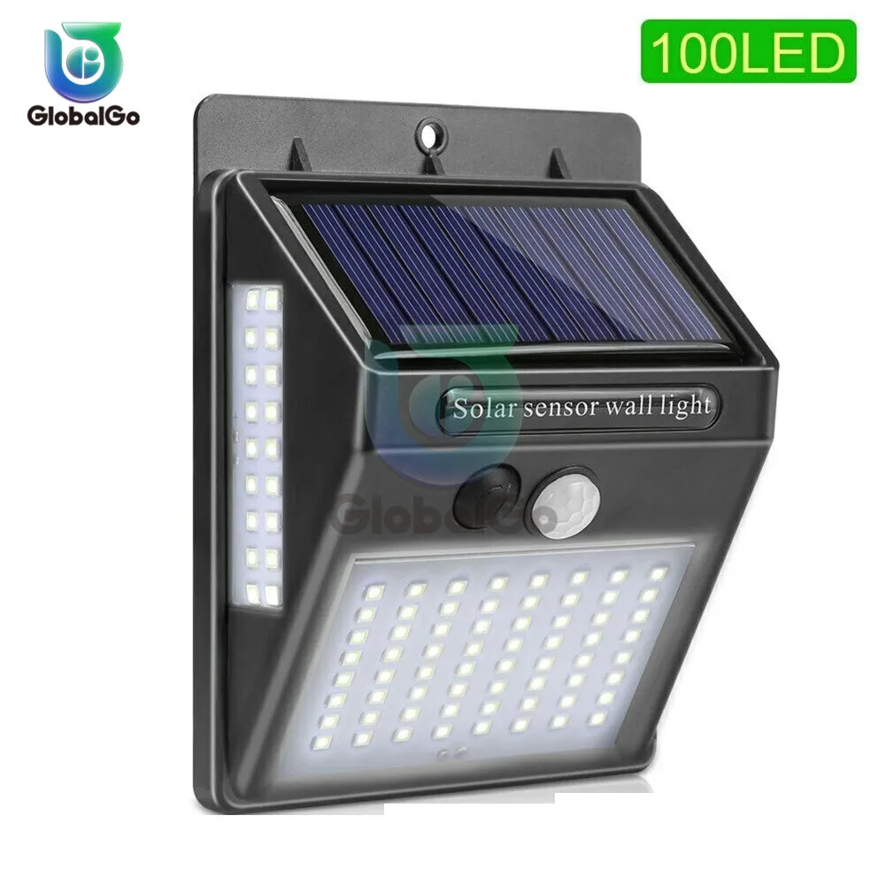 100LED Солнечный свет Открытый Лампа уличного освещения на солнечной энергии PIR