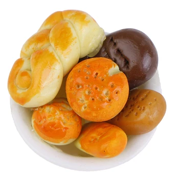 

1:12 Dollhouse Miniature Food tool Bread Toast hot dog with Basket Dining Room Bakery Pastry Kitchen Decoration Pretend Play Toy