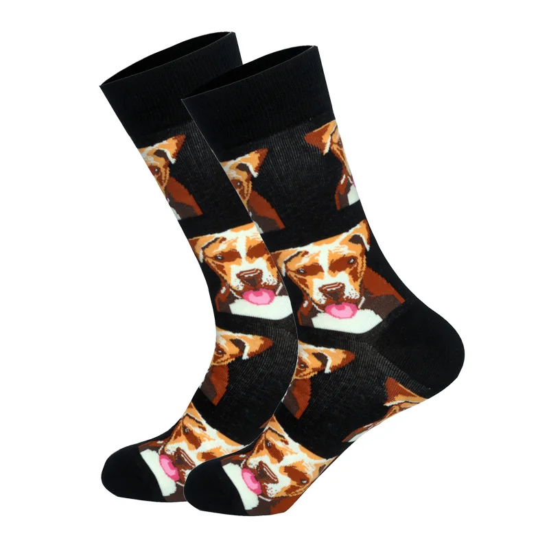 Dog 1 LIONZONE Men&Women Cotton Cartoon Animals Crocodile Dog Sheep Shark Socks Men Fashions Winter Trends Crew Socks Dropshipping - Цвет: Dog 1