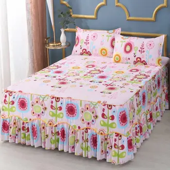 

2020 Aloe cotton fabric with Lace Bed Sheet + 2pcs Pillow case Bedding Set Bedding 3 piece set soft / fashion plaid sheets