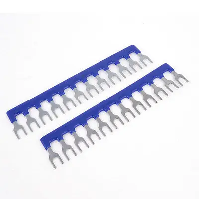 

400V 10A 12 Positions Blue Pre Insulated Terminal Barrier Strip 2 Pcs