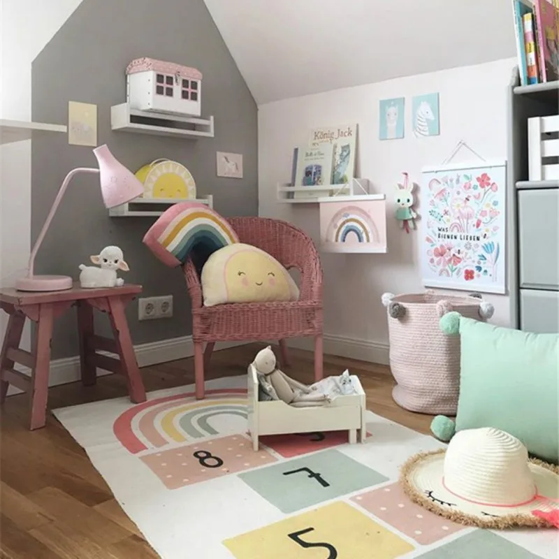 

Hopscotch Games Kids Carpet Bedroom Kids Non Slip Rug Figures Print Floor Mat Playmat