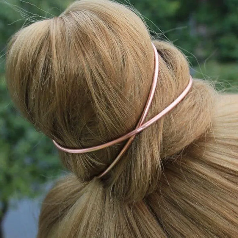 Personalized!New Brief Gold Tone Cross Bun Holder Metal BOHO Bun Cuff Vintage Bun Cage Hair Accessories Femme Gift For Her