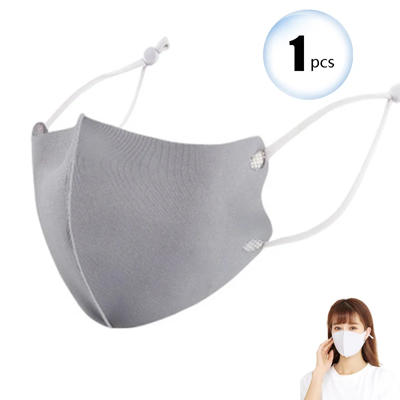 Fashion Mask 3D Ice Silk Cotton Earloop Mouth Waterproof Mask Anti Dust Windproof Adult Mask Washable Reusable Mouth Respirator