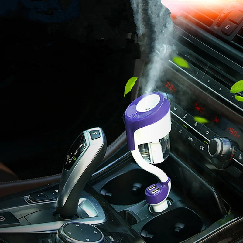12 В Портативный Автомобильный увлажнитель воздуха II с 2 USB Автомобильное зарядное устройство порты Автомобильный Очиститель и освежитель воздуха распылитель ароматических масел автомобильные аксессуары