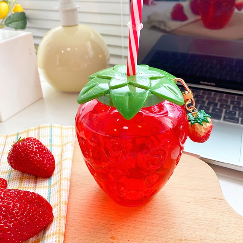 Cute Kawaii Strawberry Clear Pink Kids monogrammed Water Bottle