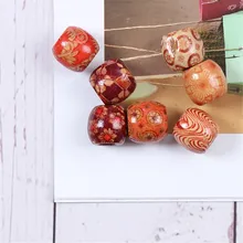 DIY ювелирные аксессуары печать большое отверстие деревянные бусины 12 мм грязная оплетка шарик для волос большая оплетка кольцо для волос