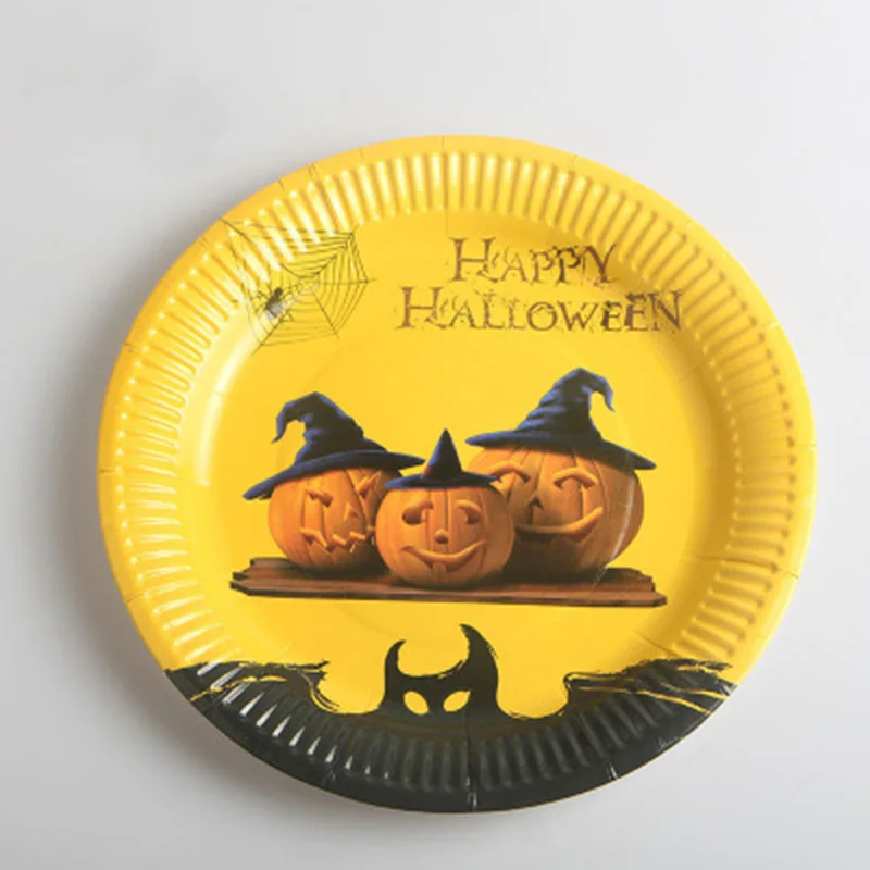 10pcs / Lot 7 Inch Plates Halloween Party Theme Disposable Tableware Set Children Birthday Party Decoration