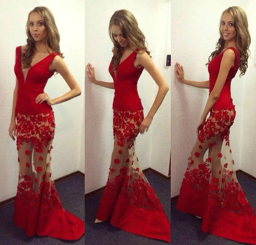Новое высококачественное красное сексуальное бальное платье для выпускного с подолом в виде русалочьего хвоста с v-образным вырезом Вечерние платья большого размера на заказ элегантное платье - Цвет: as picture