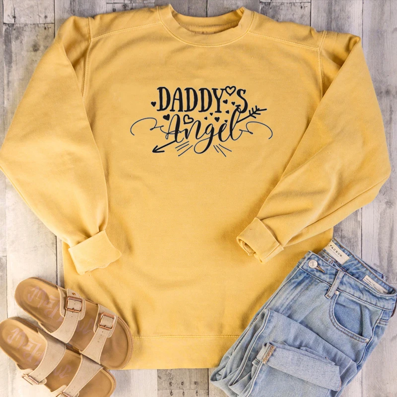 Daddy's angel/Женская толстовка, модная, чистый хлопок, повседневная, религиозная, христианская, библейская, для крещения, Молодежный стиль, пуловеры, винтажные Топы