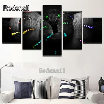

Square Round 5D DIY Diamond Painting 5 Panel Black Snake Animal 3D Embroidery Cross Stitch Rhinestone Paining Mosaic art TT2216