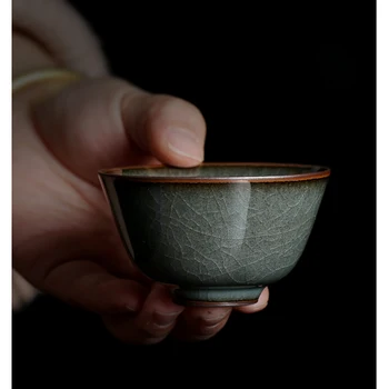 

GUIBOBO Tea Cup China Longquan Iron Ice Cracked Designed Kung Fu Ceramic Celadon Style Drinkware NO019112940