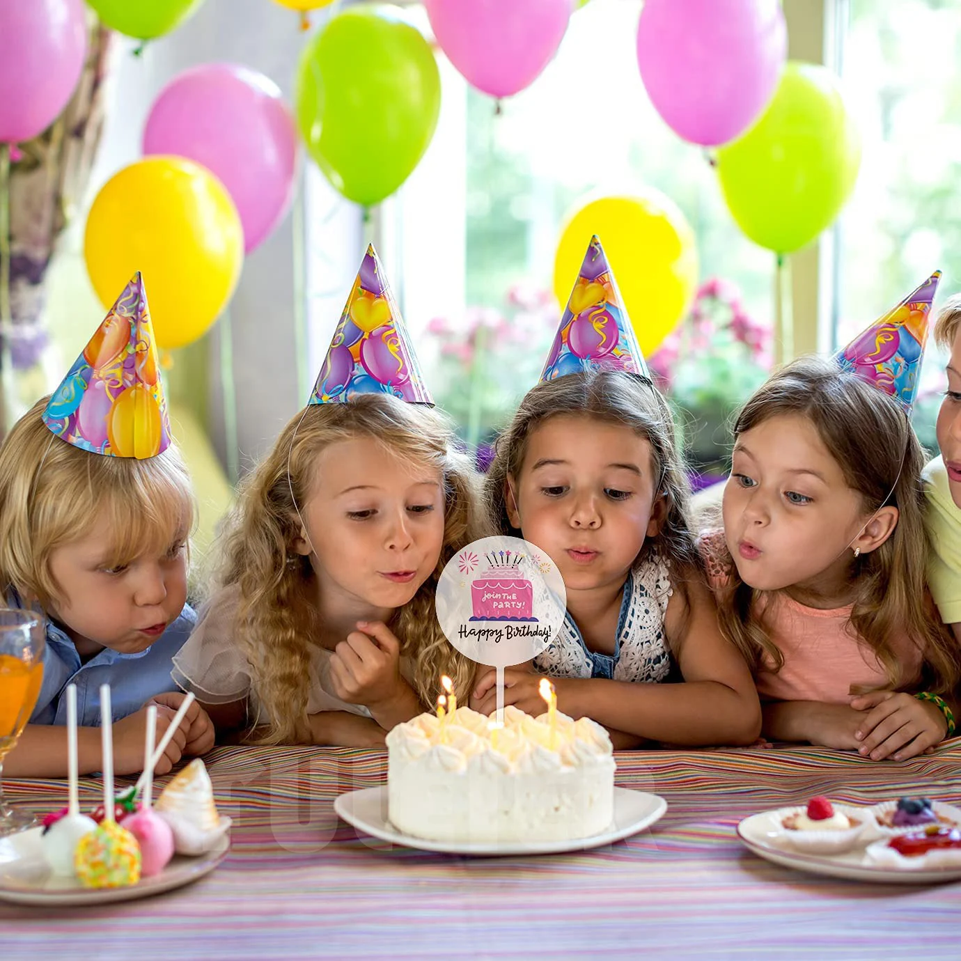 Topper per torta di compleanno, colore blu reale, luccicante su
