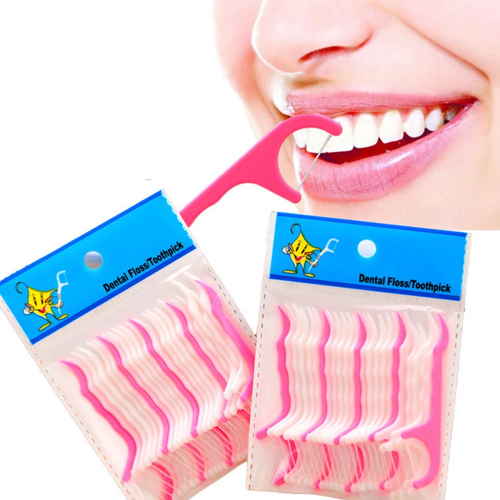 

25 Pcs Disposable Dental Floss Teeth Sign Teeth Cleaner Oral Cleaning Dental Floss Stick