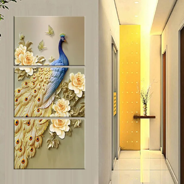 3 piece Peacock animal Modern art 5D diy Diamond Painting,Full,Diamond Embroidery peony,3d Cross Stitch,Diamond Mosaic,pattern
