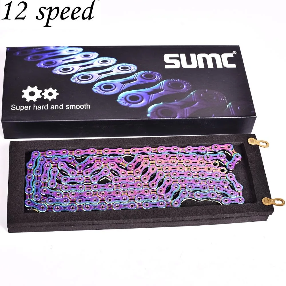 

SUMC 12 Speed Bicycle Chain SX12SL 126L Rainbow Chains With Missing Link for MTB Mountain Road Bike Bicycle Parts Original box