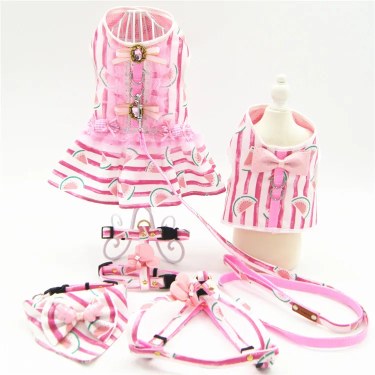 

2019 Spring And Summer New Style Pet's Chest-back Breathable Pet Skirt Vest Traction Set Cat Dog Clothes