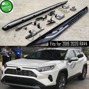 

2Pcs left right Aluminium side step fits for Toyota RAV4 RAV 4 2019 2020 running board Nerf bar pedal protector side stairs