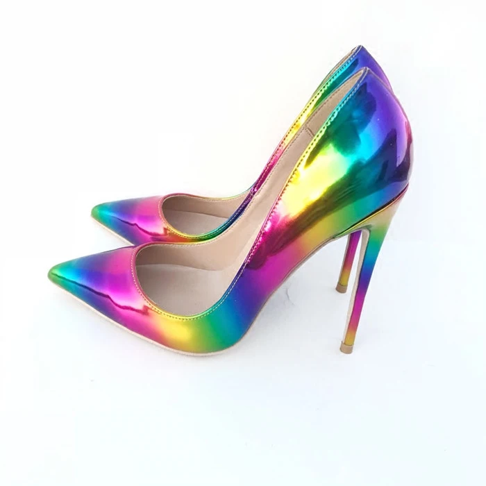

Vivid stained Shoes Woman High Heels Pumps 10cm Pointed Toe Stilettos Talon Femme Sexy Ladies Wedding Shoes Big Size 35-44