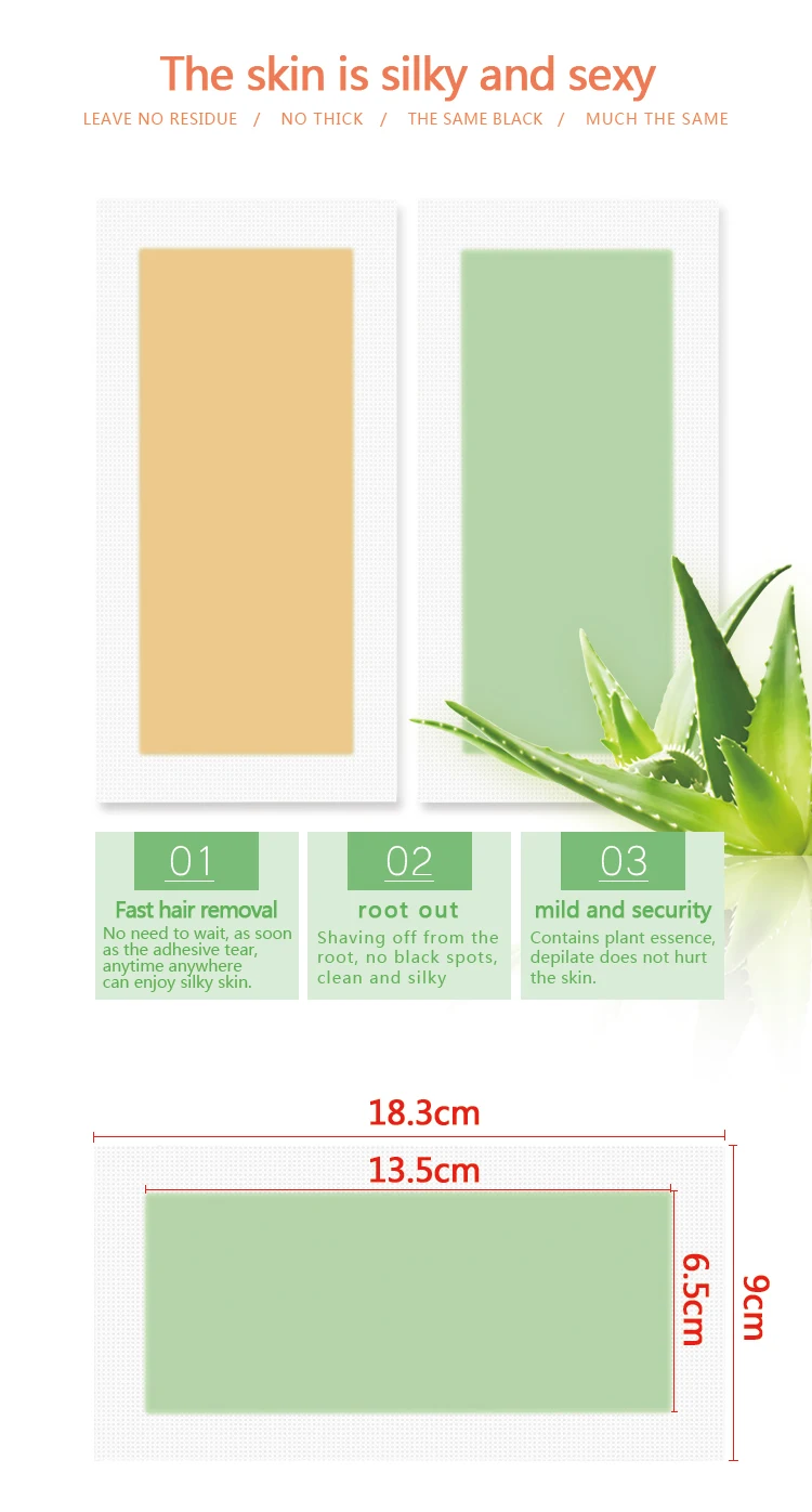 TIMOOM 20 pcs Hair Removal Depilatory Waxing Strips/ ALOE Cold Wax Strips