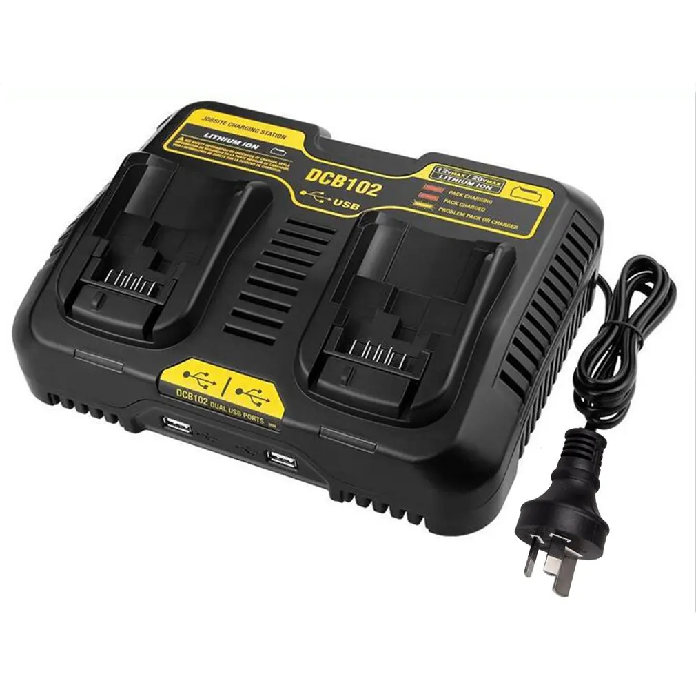 

10.8V-20V Dual USB Lithium Li-Ion Universal Rechargeable Battery Charger Pack Power Tool For Dewalt DCB102 Charging Station