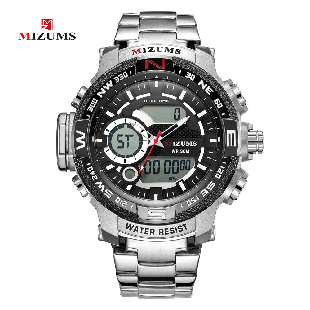 Analog Digital Watches Men Led Full Steel Male Clock Men Military Wristwatch Quartz Sports Wrist Watch Man Reloj Hombre Mizums drop shipping 2019 (3)
