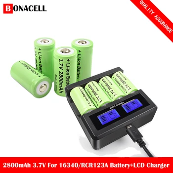 

bonacell 3.7V 2800mAh Li-ion 16340 Battery CR123A Rechargeable Batteries CR123 for Laser Pen LED Flashlight Cell,Security Camera