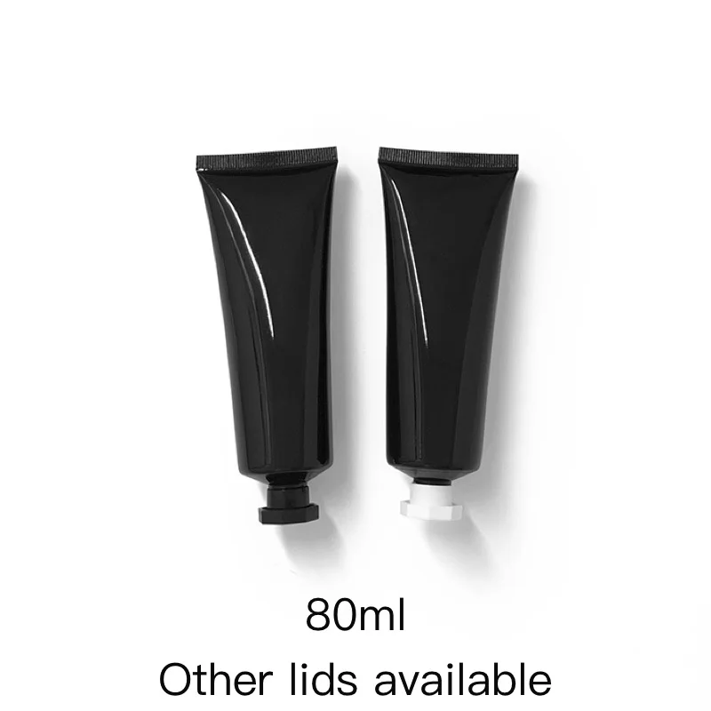 

80ml Black Cosmetic Container Empty 80g Plastic Soft Bottle Makeup Cream Lotion Travel Packaging Refillable Tube Free Shipping