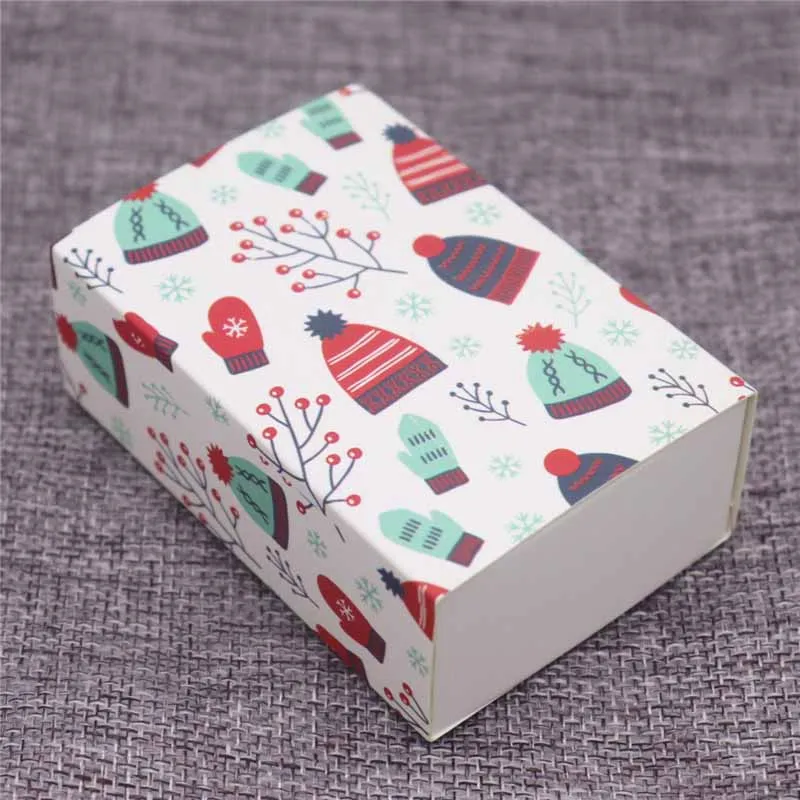 5 шт. в партии, веселая Рождественская Подарочная посылка, ручная работа, милая Свадебная посылка, белая/крафт-коробка с цветочным узором - Цвет: box as pic