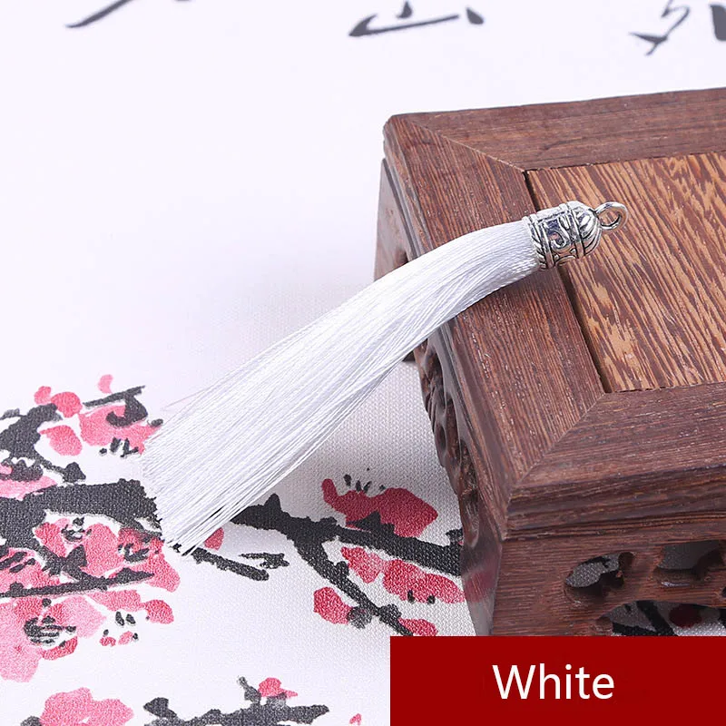 white 5 шт./лот 9 см длинные шелковые кисточки шнуры с металлическими колпачками для сережек Подвески кисточки подходят DIY материал для изготовления ювелирных изделий - Цвет: white