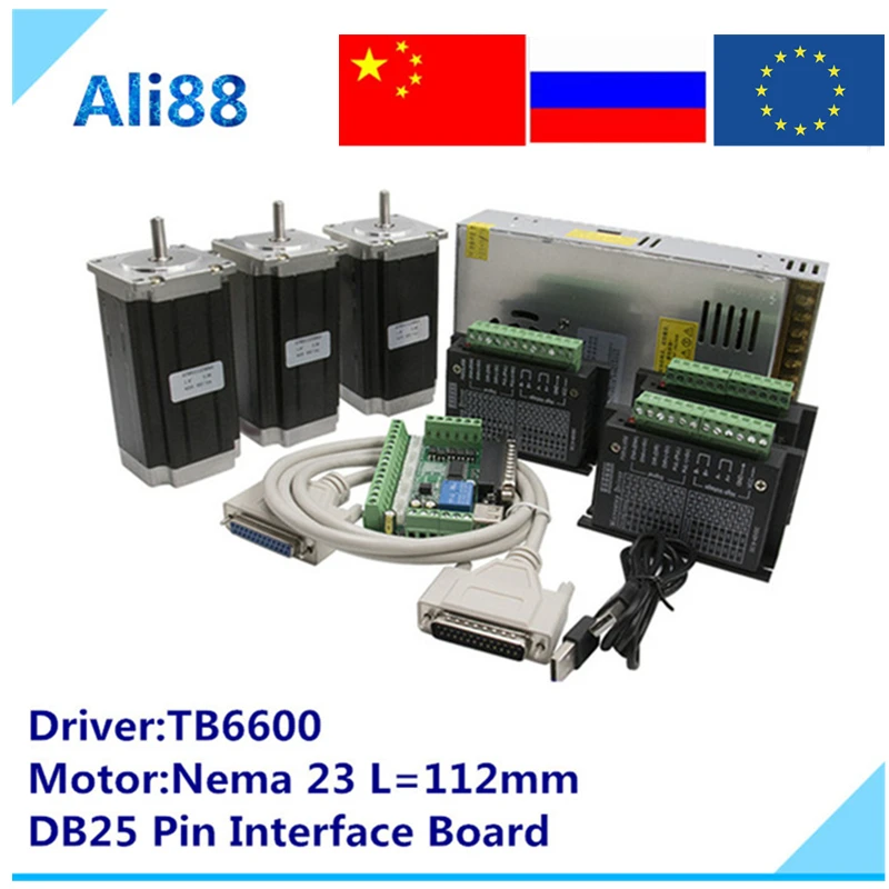 US $178.60 Nema 23 CNC Router 3 Axis Kit TB6600 Servo Driver DB25 Breakout Board 3NM425ozIn Stepper Motor For CNC Mill Router Lathe