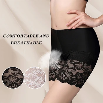 

2020 Sexy Lace Elastic Women UnderSkirts Seamless Slim Safe Pants Plus Size Hot Sale Summer Ice Silk Breathable Tight