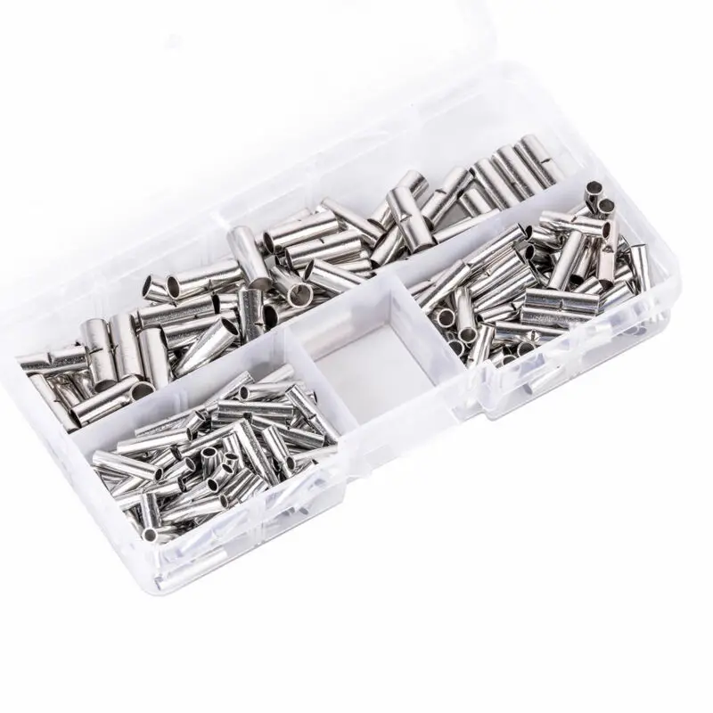 

200PCS copper butt connector bare tin crimp terminal, tinned connector crimp terminal sleeve cable, with box