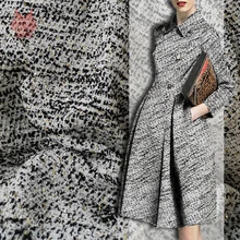 Роскошный черный белый металлик крест твидовая шерстяная ткань для пальто платье tissu ткань tecidos telas stoffen SP5692