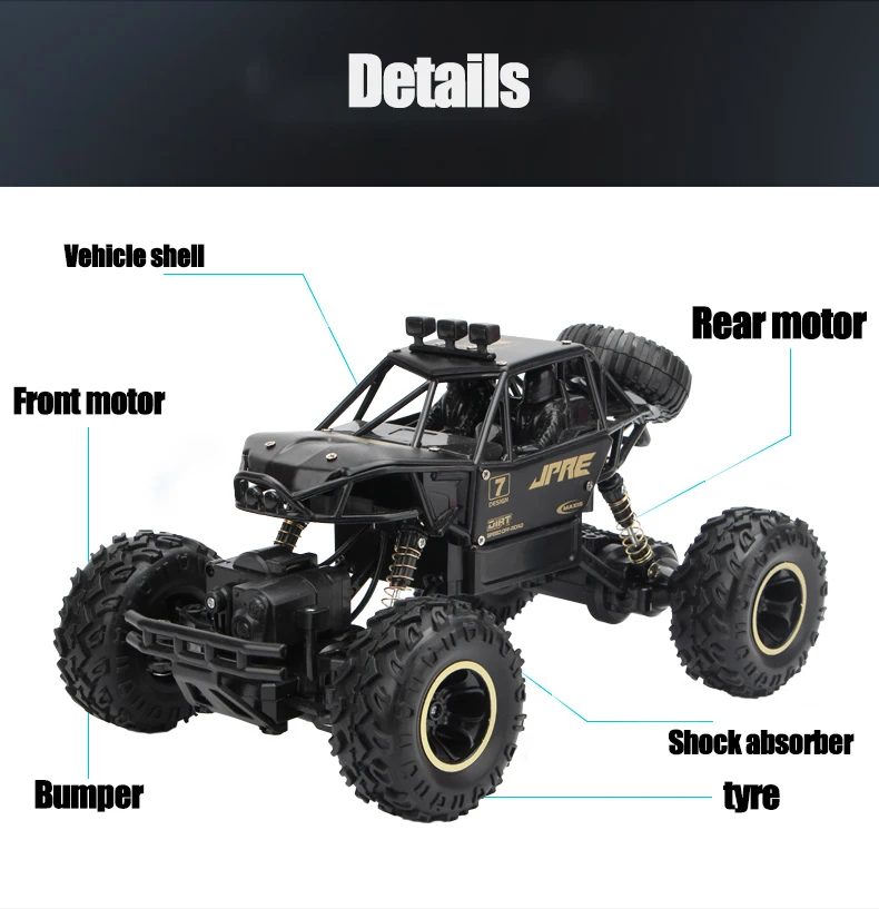 37 см RC автомобиль 1:12 4WD 2,4 ГГц альпинистский автомобиль 4x4 двойные двигатели Bigfoot автомобиль дистанционное управление модель внедорожника металлические игрушки для мальчика