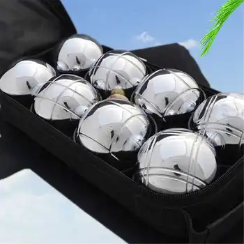 

8 Ball Boule Bocce Petanque Balls Set Outdoor Sport Game with Carry Bag Arm Exercise-Machine Mental ball ground ball French