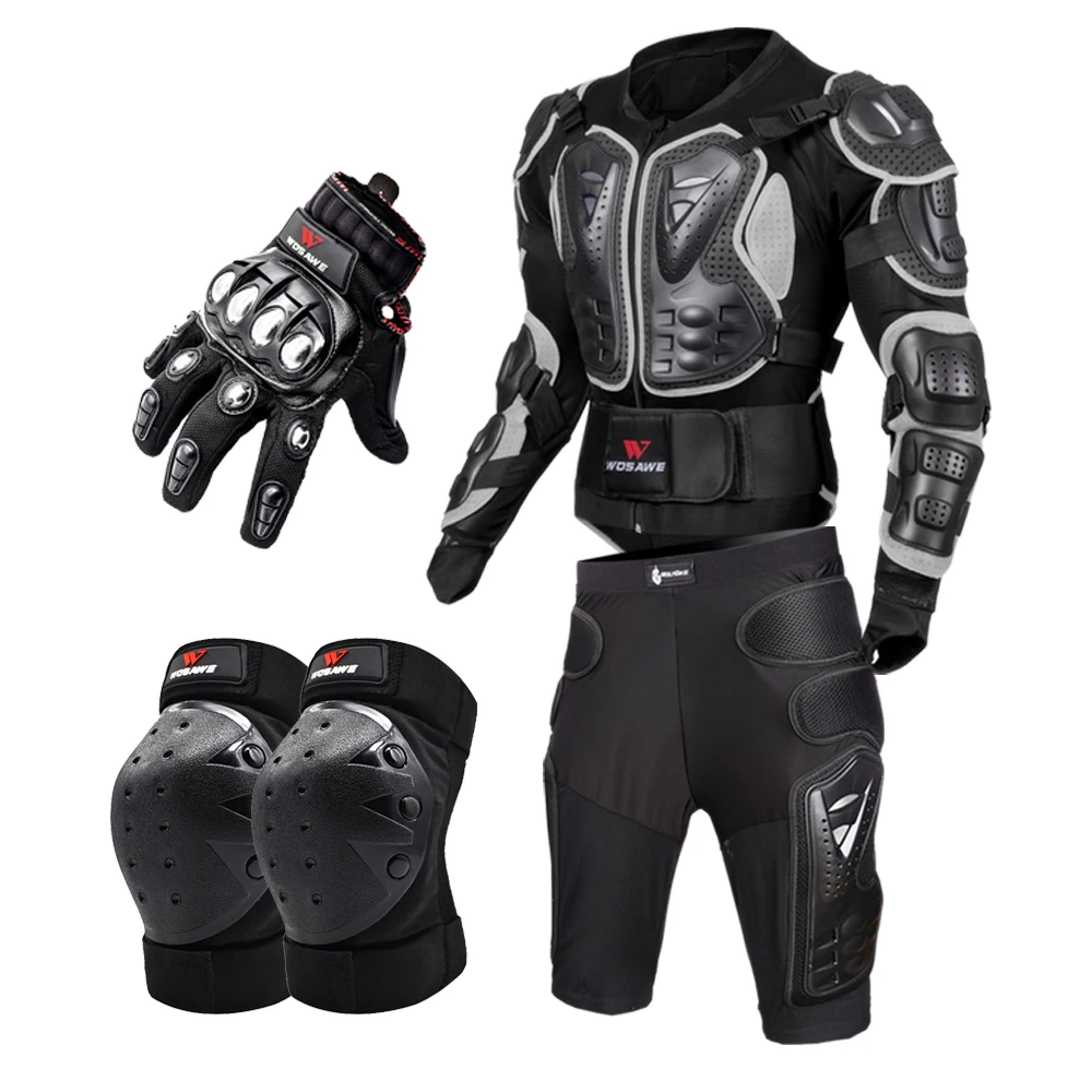WOSAWE Men Motorcycle Gloves Touch Screen Racing Hand Protector Hard Knuckle Alloy Steel Motorcross Protection Gear for Autumn Winter BST-017 Black L