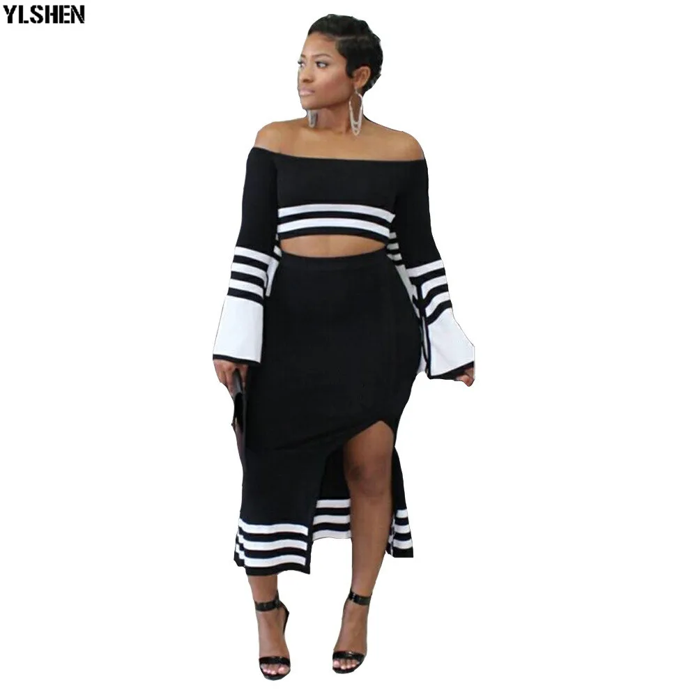 2 Piece Set Crop Tops + Skirt African Clothes Summer Dresses for Women Africa Clothing Dashiki Sexy Lady Two Piece Matching Set 12