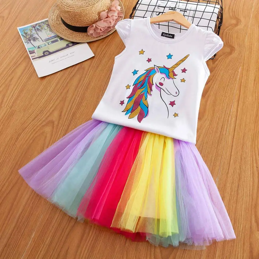 Детская одежда для девочек, 2 предмета, летняя эксклюзивная одежда с единорогом, комплекты одежды для маленьких девочек, детские комплекты для стрижки - Цвет: DX10