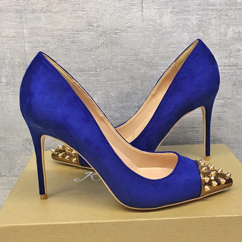 

High heels sexy women elegant heel rivet shoes quality thin heel point toe 12cm patent leather pumps meeting party shoes 2020