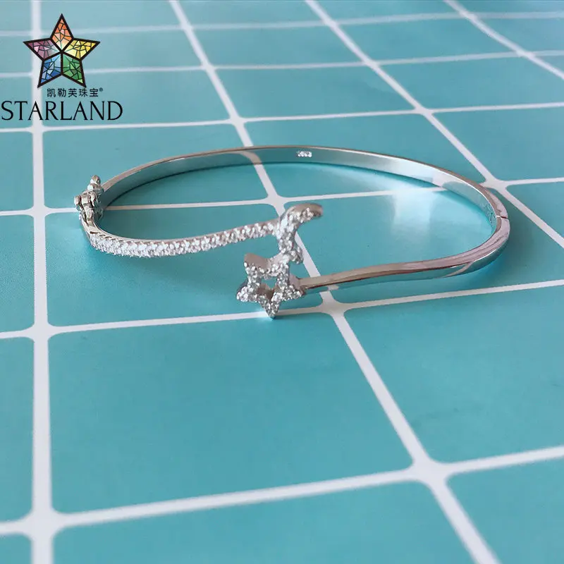 Starland, романтичный Открытый браслет с изображением звезд и луны, подходит для Пандоры, подвески для женщин, свадебные подарки, 925 пробы, серебряные ювелирные изделия